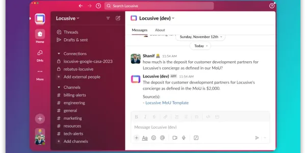 Locusive's Free Chatbot For Slack