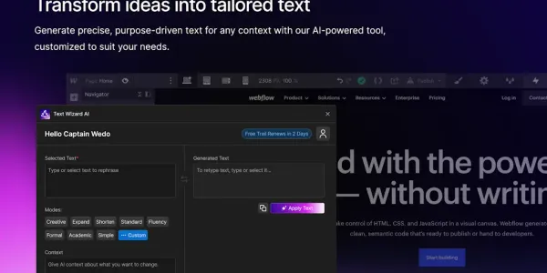 Text Wizard Ai - Webflow App